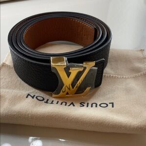 Louis Vuitton reversible Black and Brown Belt with Gold Buckle